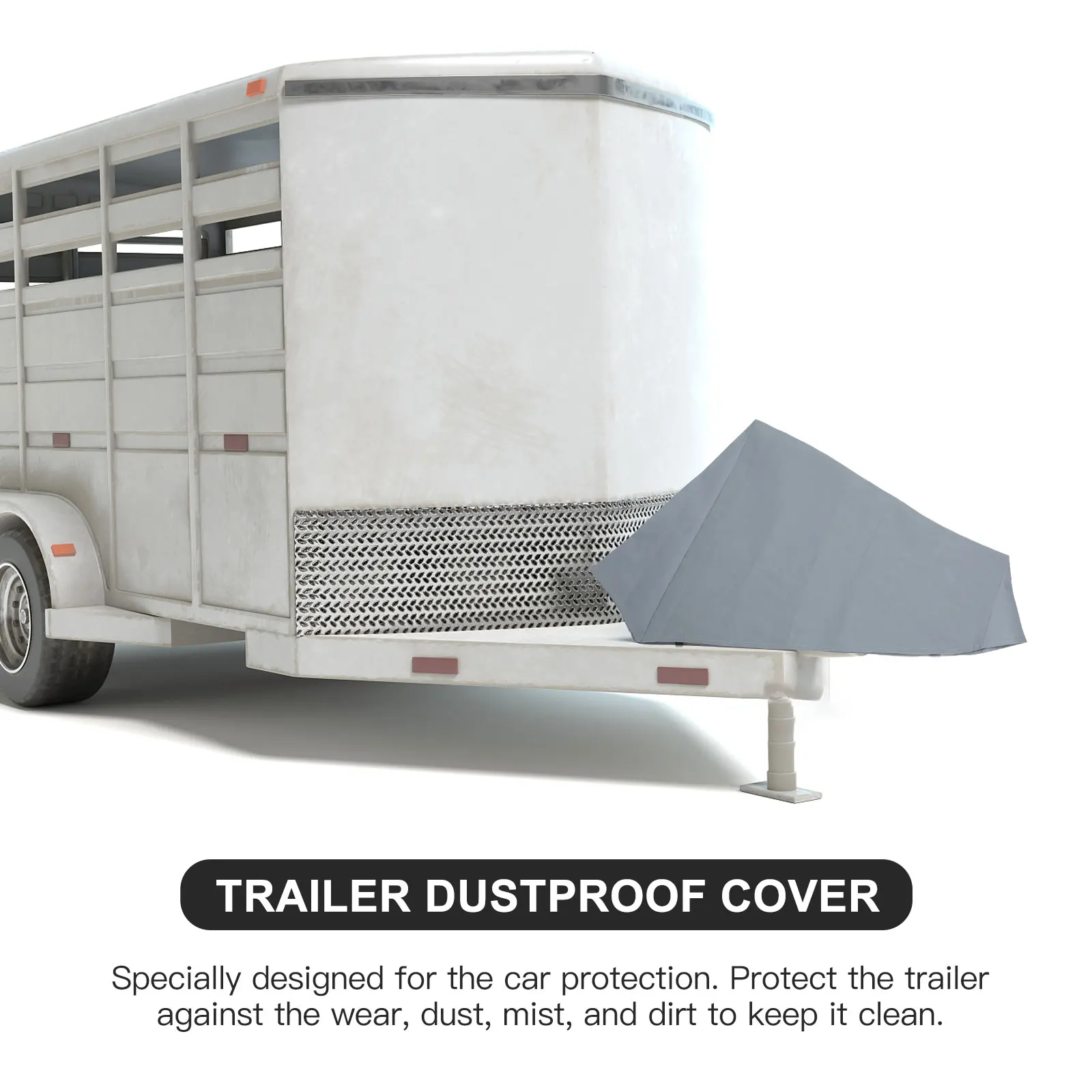 

1Pcs Universal Trailer Cover Waterproof Dustproof Rain Proof Grey Car Protector Lightweight Foldable Outdoor Storage