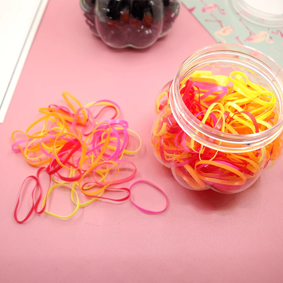 

4 Pack Candy Colored Rubber Band Multicolor Hair Bands Elastic Disposable Ties of