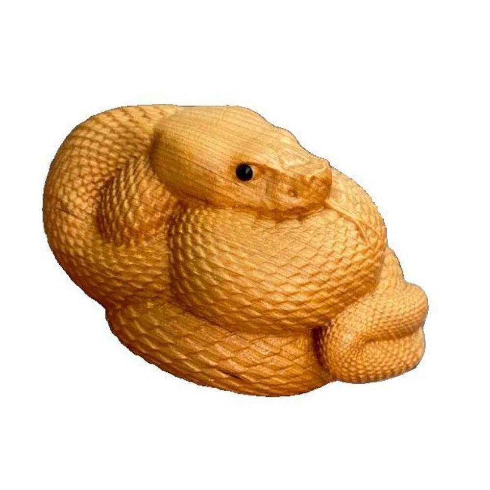 Figuras de escultura en madera, estatua de serpiente en miniatura hecha a mano, estatua de serpiente tallada a mano, Animal PEQUEÑO, adorno de serpiente del zodiaco de madera DIY