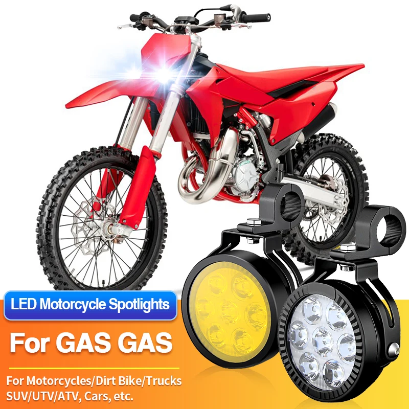 1 Set Universal Motorcycles Headlight LED Fog Light Dual Color Spotlights for GAS GAS EX350 F/EX450 F/MC-E 3/MC-E 5/MC50/MC65