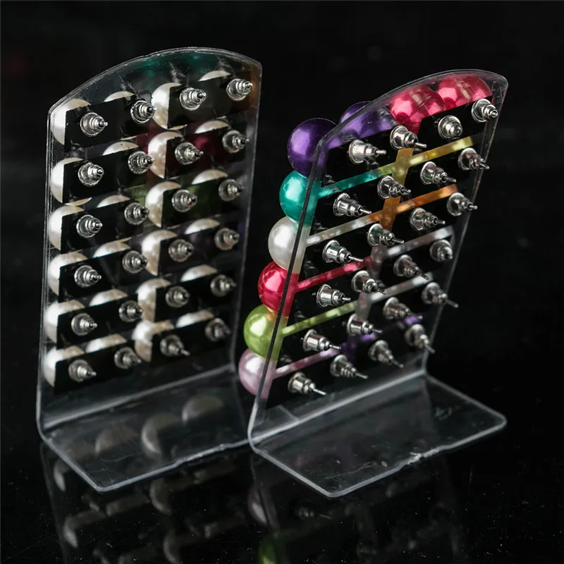 12Pairs Colorful White Imitation Pearl Stud Earrings For Women Ear Jewelry Round Ball Earring 4 6 8 10 12mm