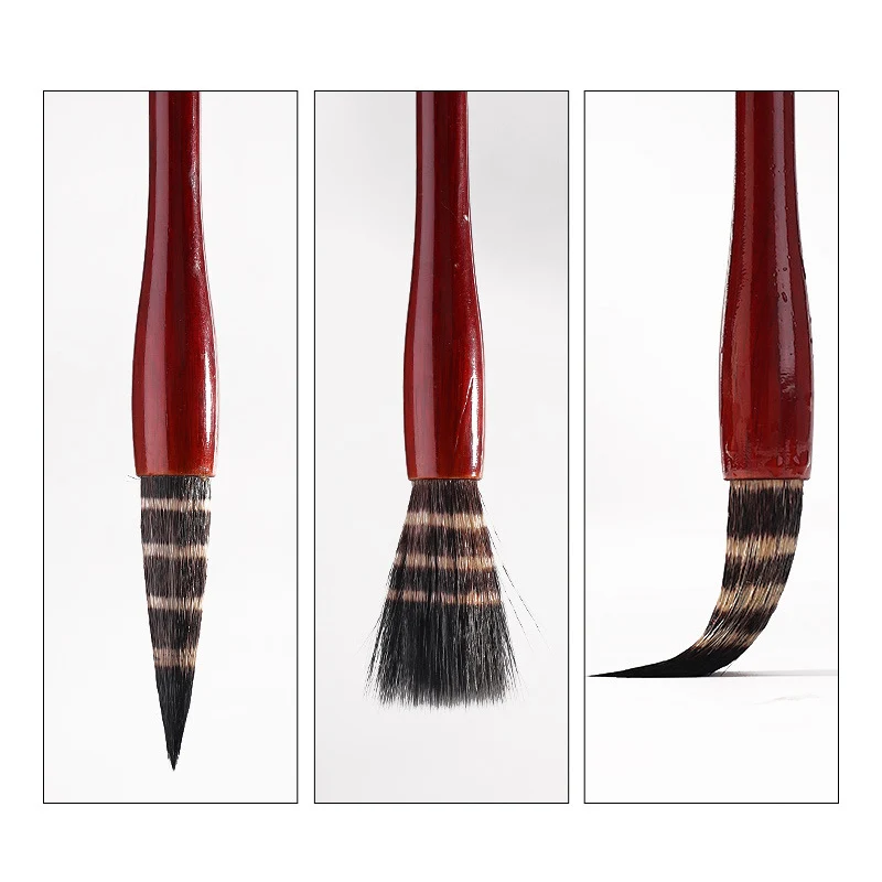 3 Pcs High Quality Writing Brush Hard Stone Badger Hair Cursive Script Brush L/M/S Brush set Handmade Chinese Classical Pen