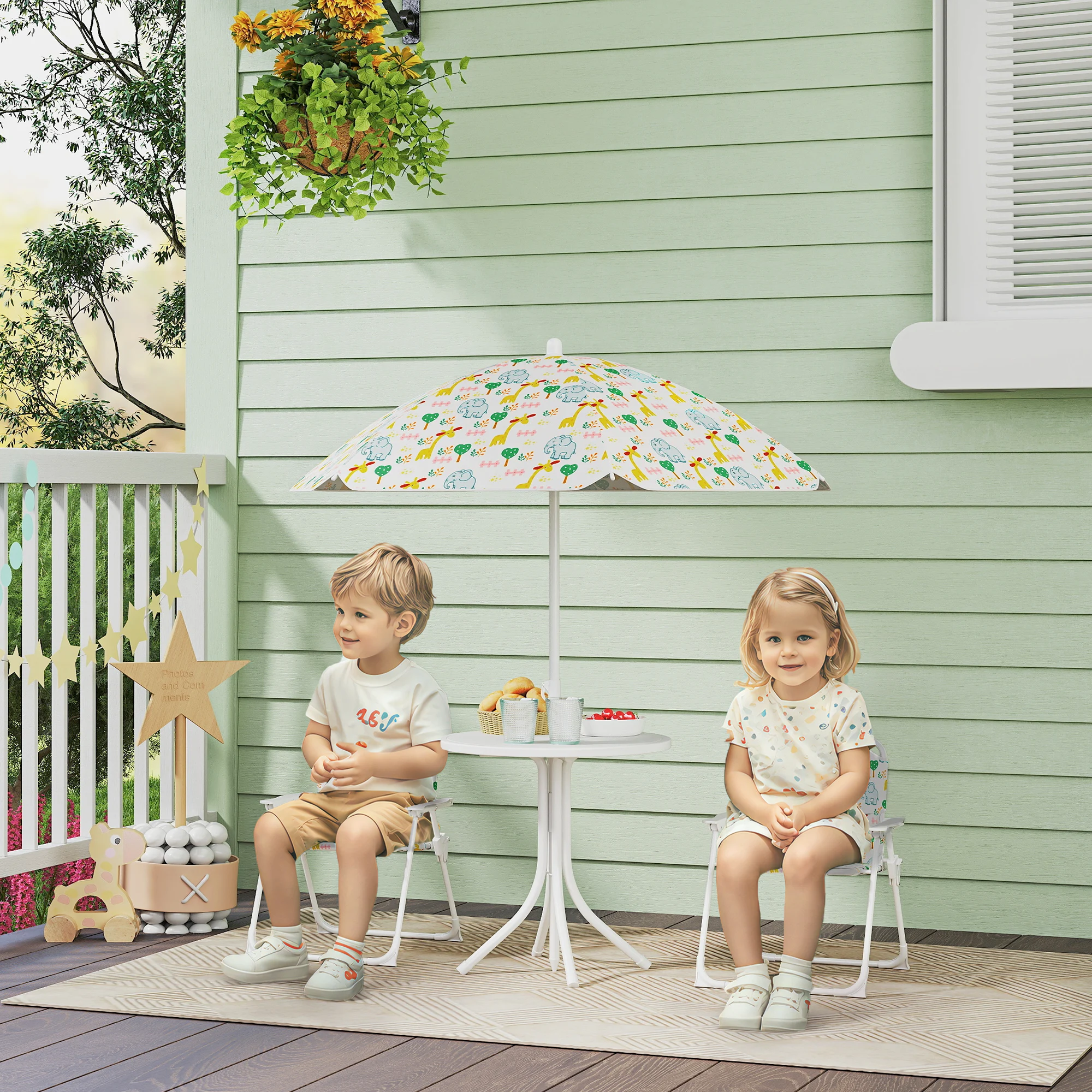 Kids Outdoor Table And Chairs With Umbrella - Kids Picnic Table and Chair Set,