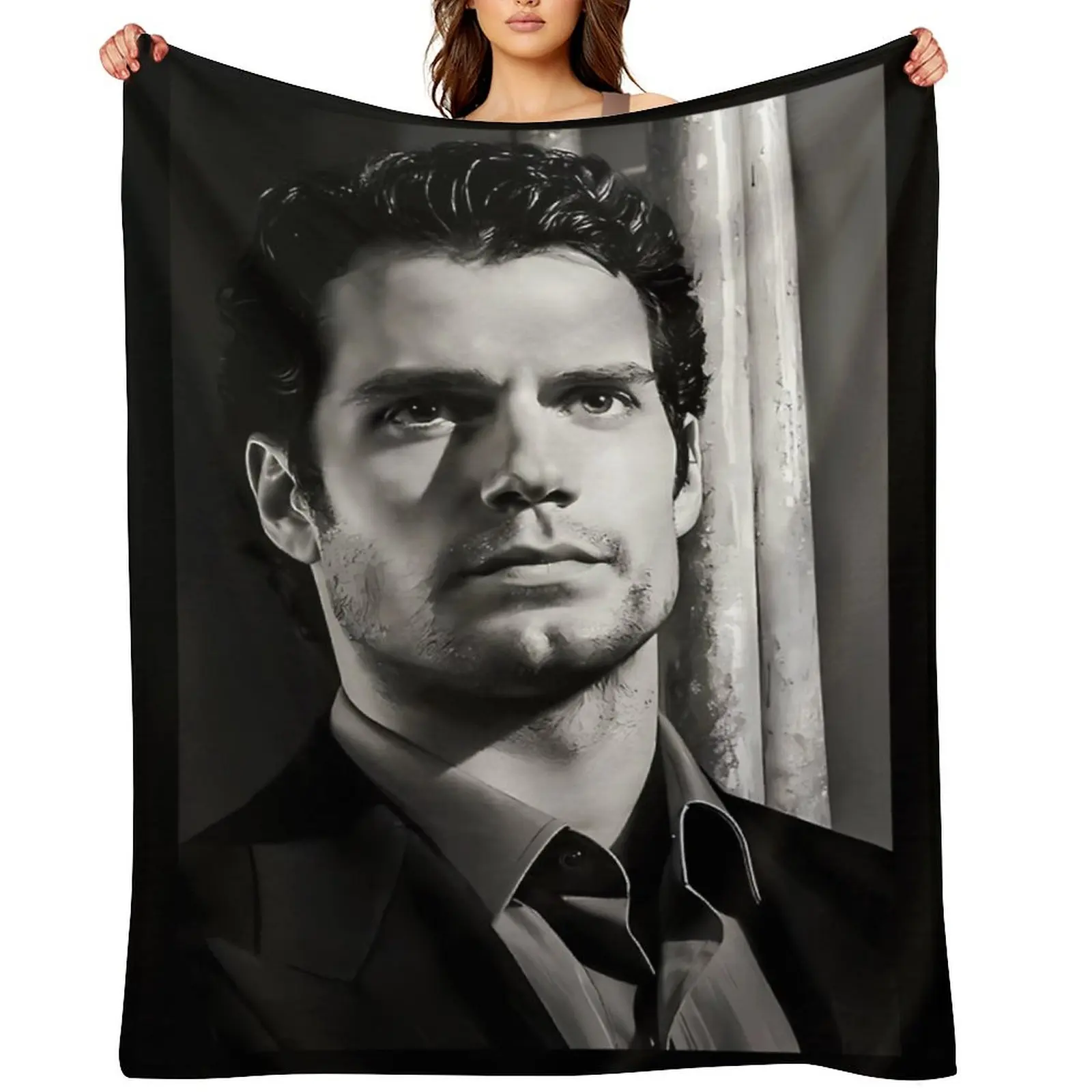 

Henry Cavill B&W Throw Blanket Sofa Quilt Kid'S Winter beds Blankets For Bed Blankets