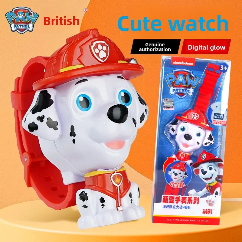 พาวพาโทรล เชส นาฬิกาเด็ก นาฬิกาดิจิตอลอิเล็กทรอนิกส์ ไฟแฟลชเรืองแสง สีสันสดใส การ์ตูน เด็กชาย เด็กหญิง นาฬิกาข้อมือ ของขวัญ