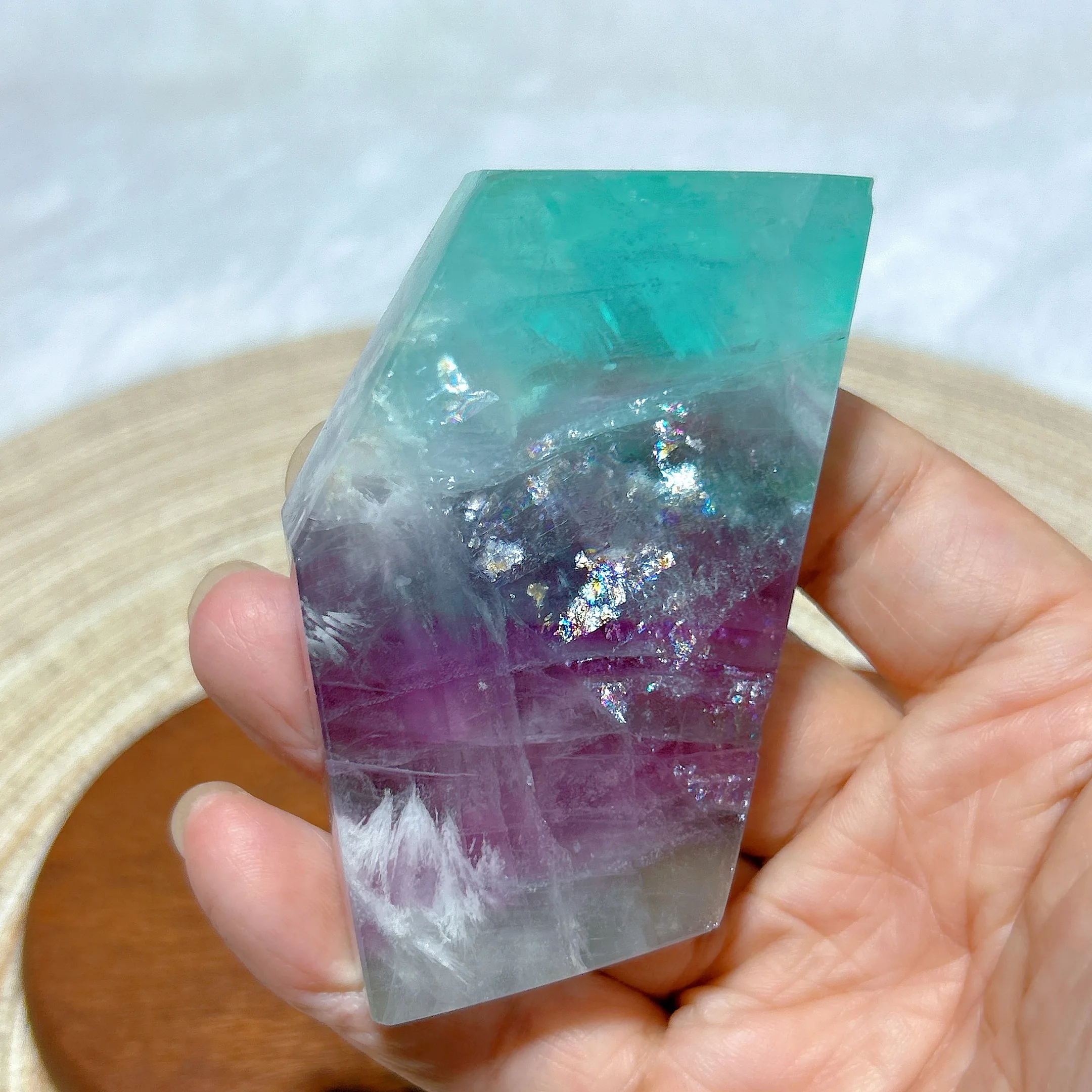 Natural Crystal Feather Purple Fluorite Freeform Rainbow Healing High Quality Gemstones Mineral Energy Home Decorations Gift