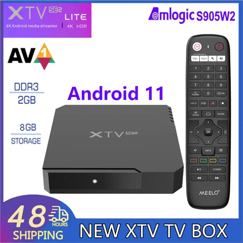 

ТВ-приставка Android, 4K, разрешение Ultra HD, XTV SE2 Lite, Amlogic S905W2, DDR3, 2,4 дюйма, Двойной Wi-Fi, Android11, Ethernet, 100 м, медиаплеер AV1