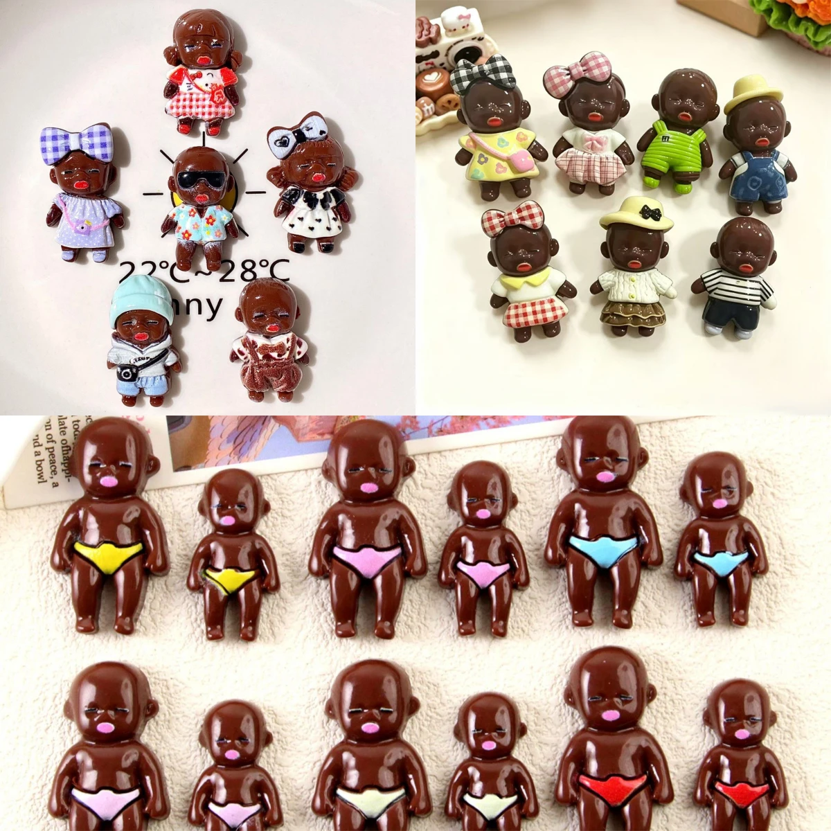 100pcs Cute Mini Costume Play Doll Flatback Resin Cabochon DIY for Hairpin Keychain Phone Case Earrings Scrapbook Accessories