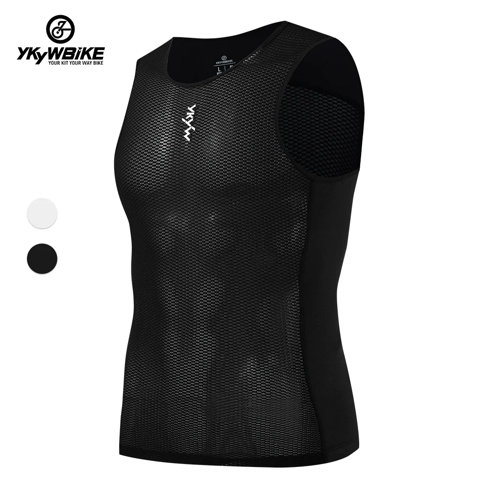 YKYW Men Women Base Layer Sleeveless Cycling Vest Black White Cycling Pro Clothing Bicycle Sports Road Bike Underwear Breathable