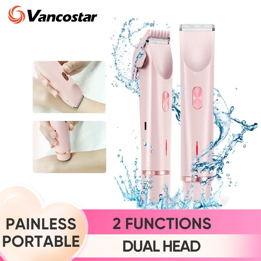 Dual-Head Hair Removal Trimmer Clipper Rechargeable Floating Round R-Shaped Blade Wet Dry Use Waterproof Hair Cutting Machine