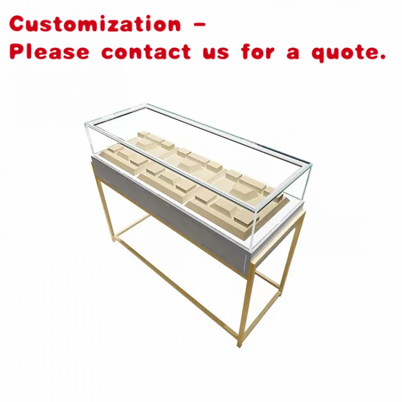 

custom.YUANTAI High-end metal+glass custom jewellery shop showcase luxury jewelry display cabinet