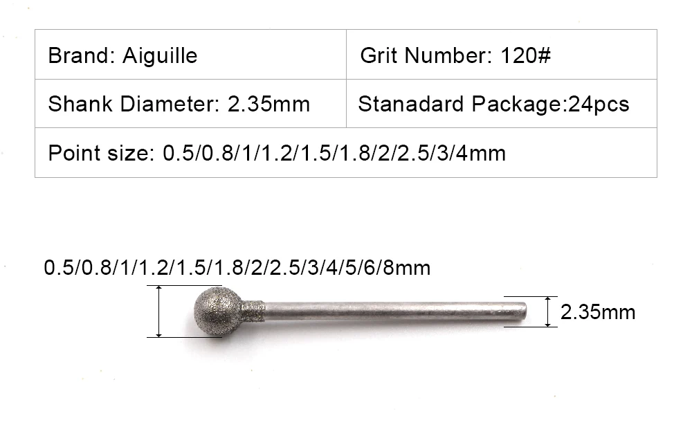 Professionelle Präzisions-Diamantschleifbits - 3mm Schaft Rotationswerkzeug-Zubehör zum Schnitzen, Polieren & Gravieren – Detail 3