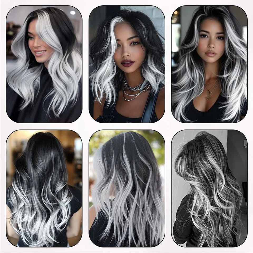 8 Paquetes de Extensiones de Cabello Sintético de Colores, 22 Pulgadas, Lisas con Clip para Fiesta, Navidad, Black Friday, K-pop, Año Nuevo 6