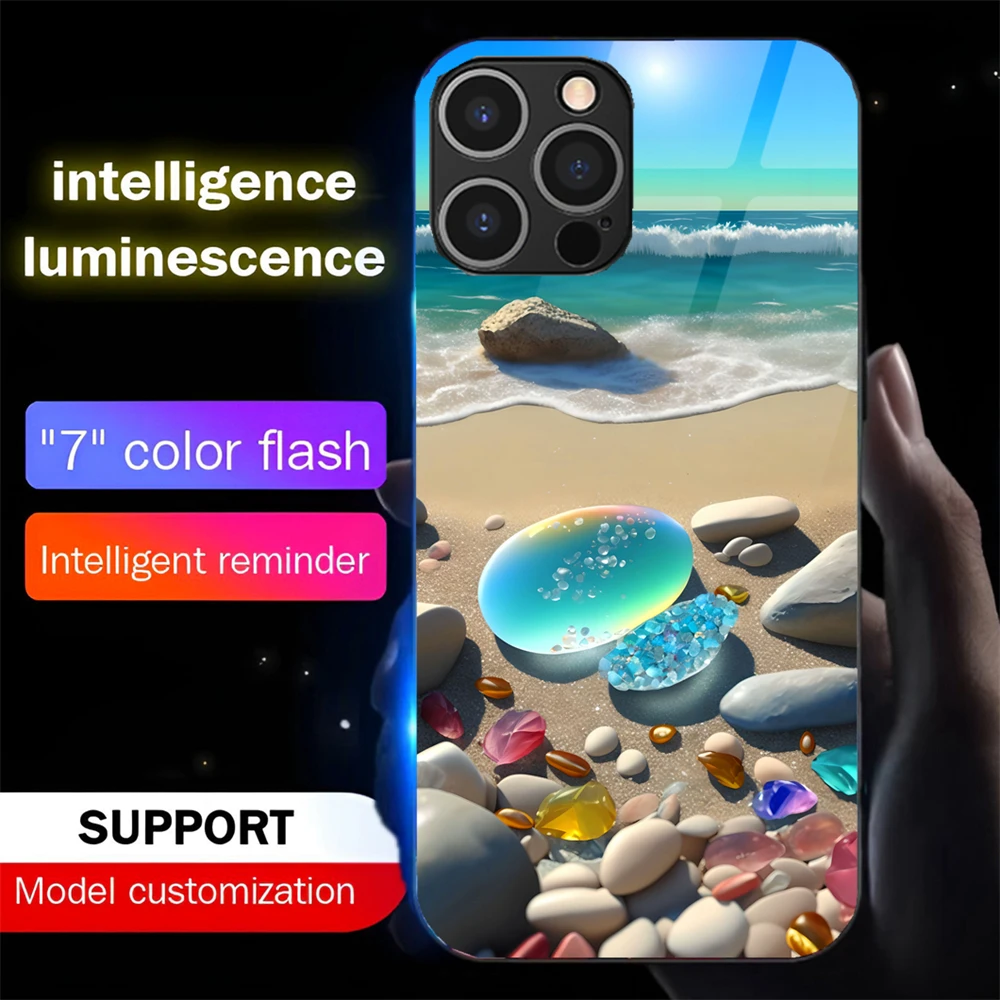 

Блестящий дизайн Aurora со светодиодной вспышкой для звонков, чехол для телефона, светящийся чехол для iPhone 16, E, 14, 13, 12, 11 Pro Max X XR Plus