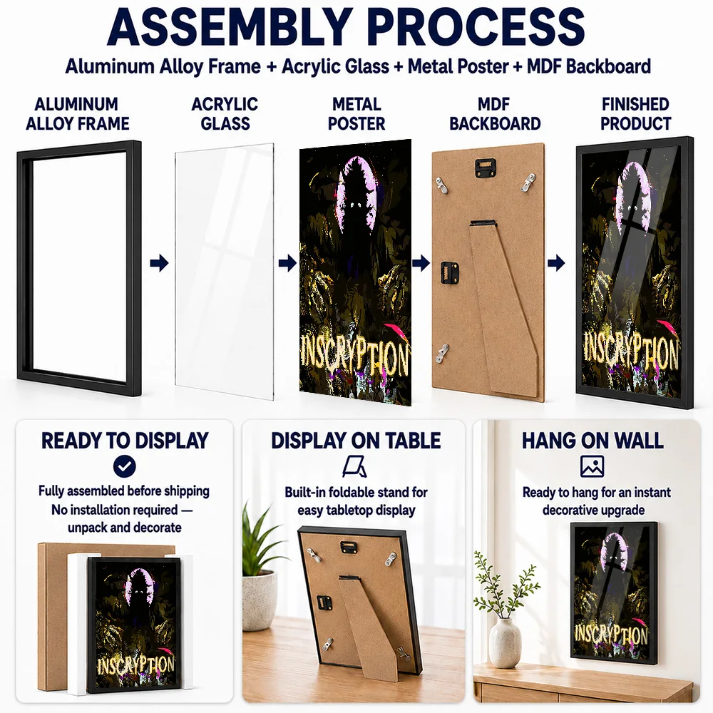 Inscryption Game Metal Poster With Aluminum Alloy Frame Personalized Hero Tribute Wall Art Created For Players To Style Studio