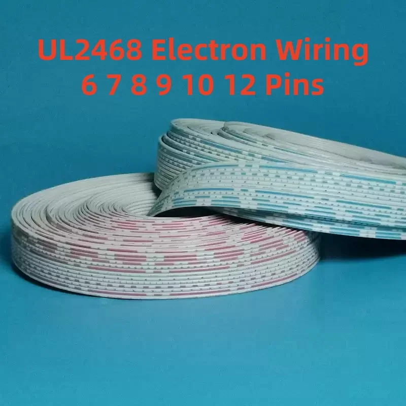 1 Meter UL2468 26/24AWG Electron Wiring 6 7 8 9 10 12 Pins Extended Power Connect Cable Flat Ribbon Cable PVC Insulated Copper