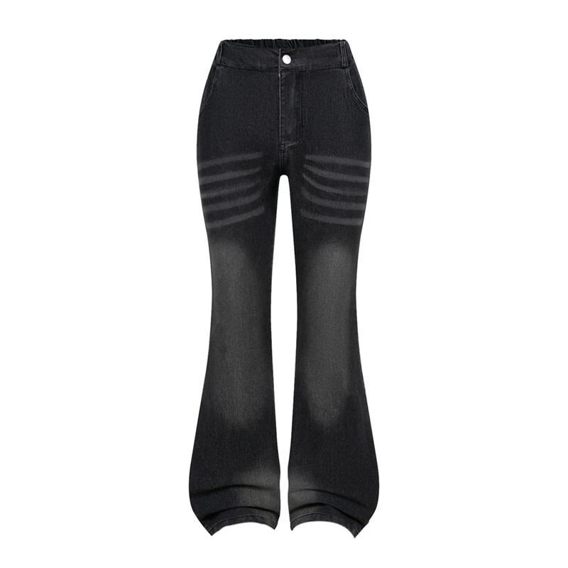 

Girls Jeans Black High Waist Hip Lifting Elastic Waist Slimming Denim Flare Pants Young Children 13-16 Years Teen Kids Trousers