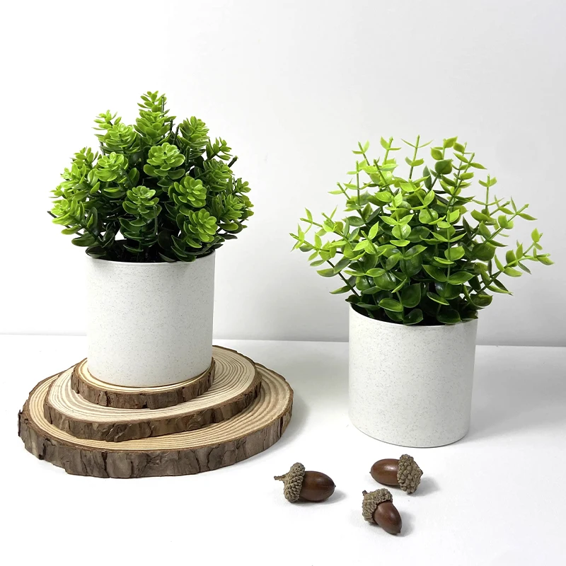 Artificial Plants bonsai Plastics Simulated Pot Perfect Grass Greenery Office Desktop Decorations Home Living Room Bedroom Decor