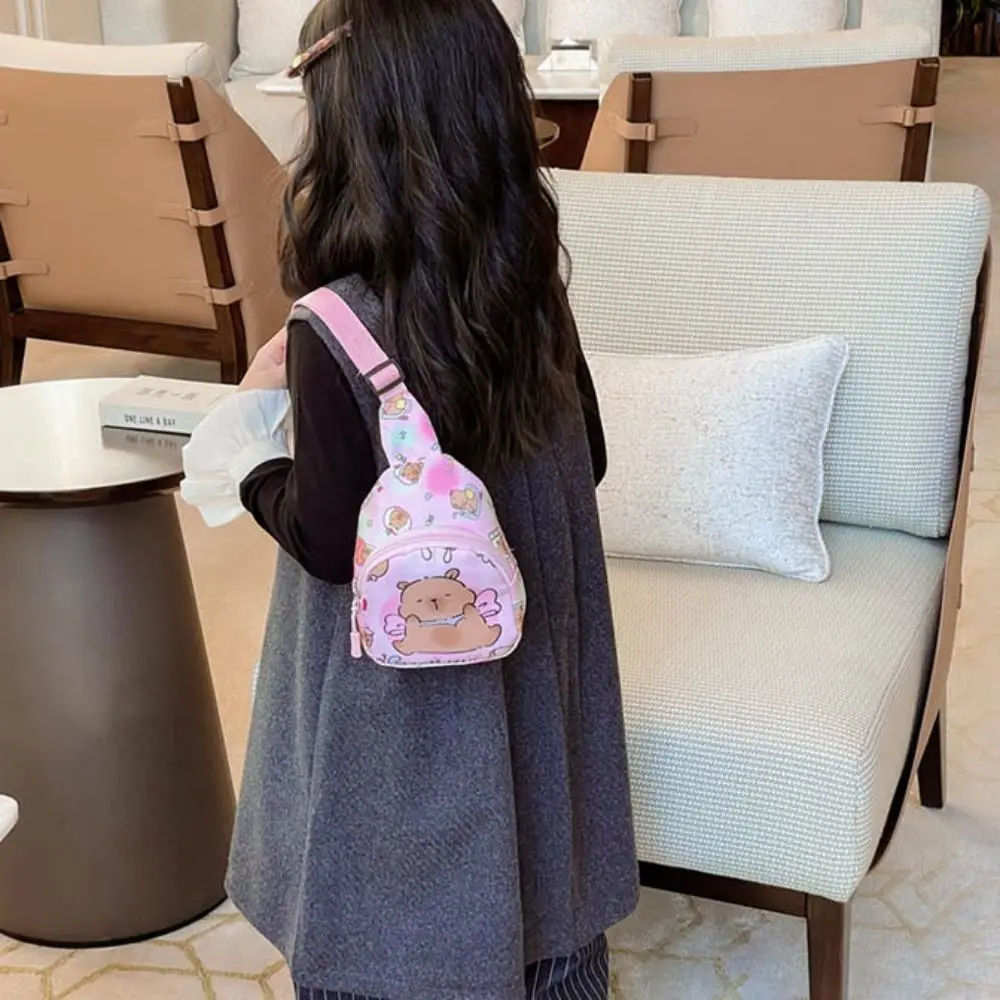 Borsa a tracolla creativa in nylon capibara Borsa a tracolla portatile casual in cartone animato Borsa a tracolla per bambini di grande capacità