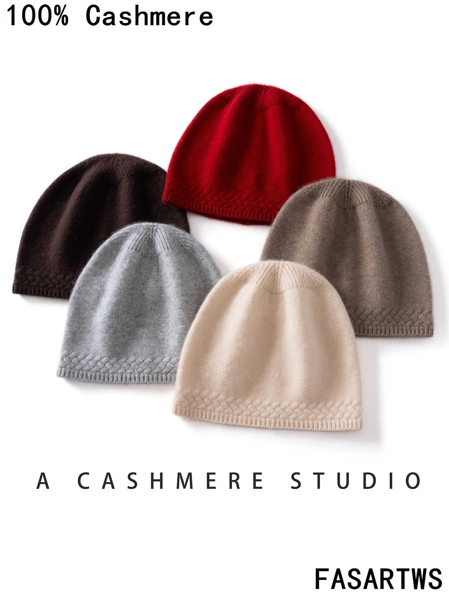 

FASARTWS High-Quality 100% Cashmere New Winter Hat Women Jacquard warm Beanie Fashion Caps Winter Casual Style Soft Beanie