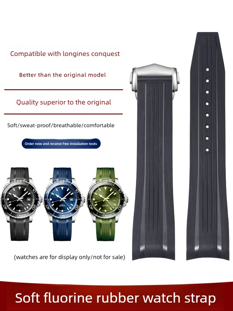 

Подходит для часов Longines GMT Comcast L3.781/L3.782/790/890, изогнутый ремешок из фторкаучука, мужской, 22 мм.