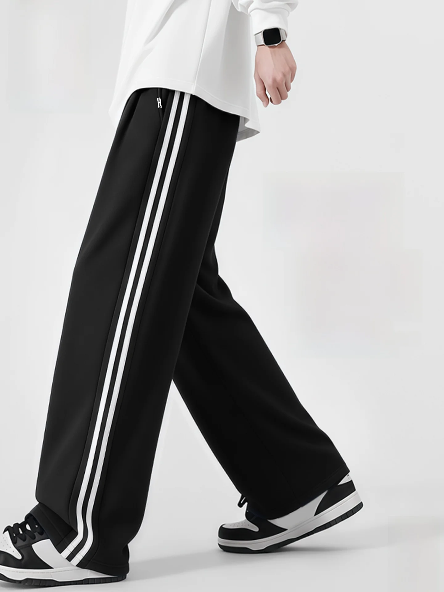 

Мужские повседневные брюки High Street Spor, весенние свободные брюки прямого кроя, модные брендовые брюки из смесового хлопка, износостойкие