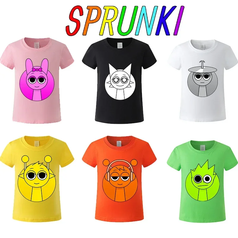 Game Sprunki Baby Cotton T Shirt clothes Cartoon Anime Boy Clothes Girl Tees Shirt Clothes Anime Kawaii Summer Tees Top Clothing