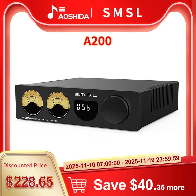 SMSL A200 amplificador de potencia HiFi Bluetooth 5,0 HDMI-ARC amplificador de Audio de alta resolución POP Control de sonido ajustable graves agudos + Control remoto