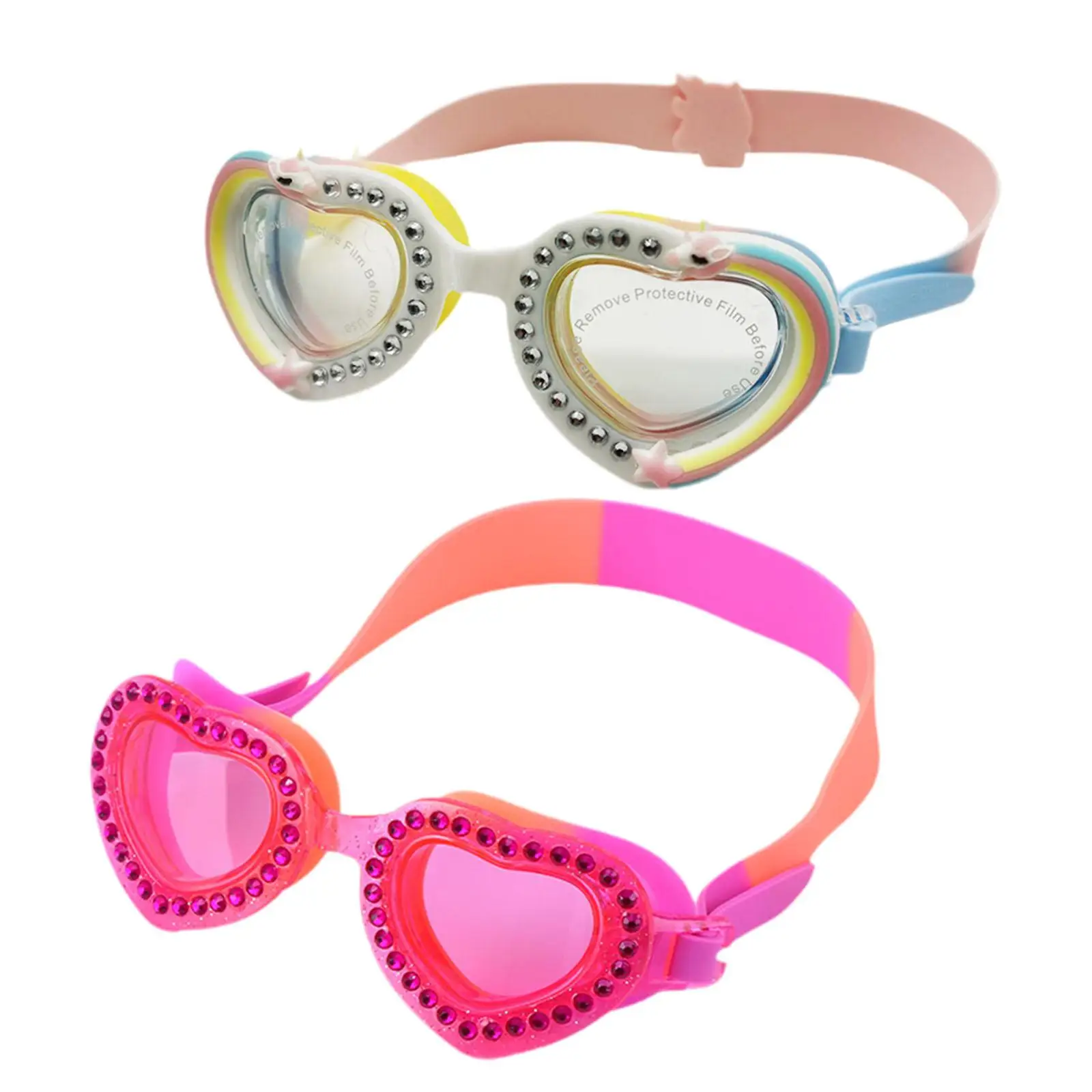 Kids Swim Goggles No Leaking Wide View Swim Diving Eyewear Heart Shape Diving Glasses Water Pool Goggles Teenagers Kids 4-14