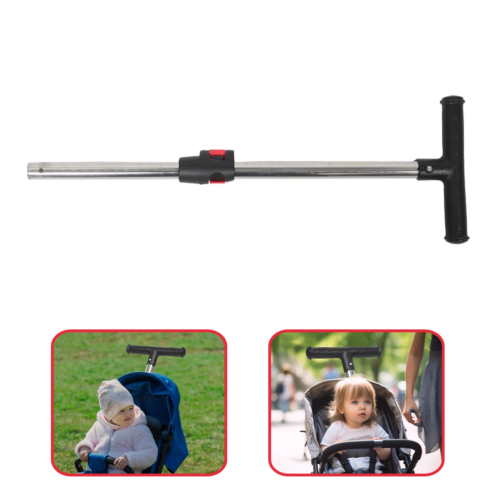Poignée de remplacement pour poussette, tige de poussée en forme de T, 25 mm, installation facile, poignée confortable pour les longues promenades, accessoires de poussette pour bébé et