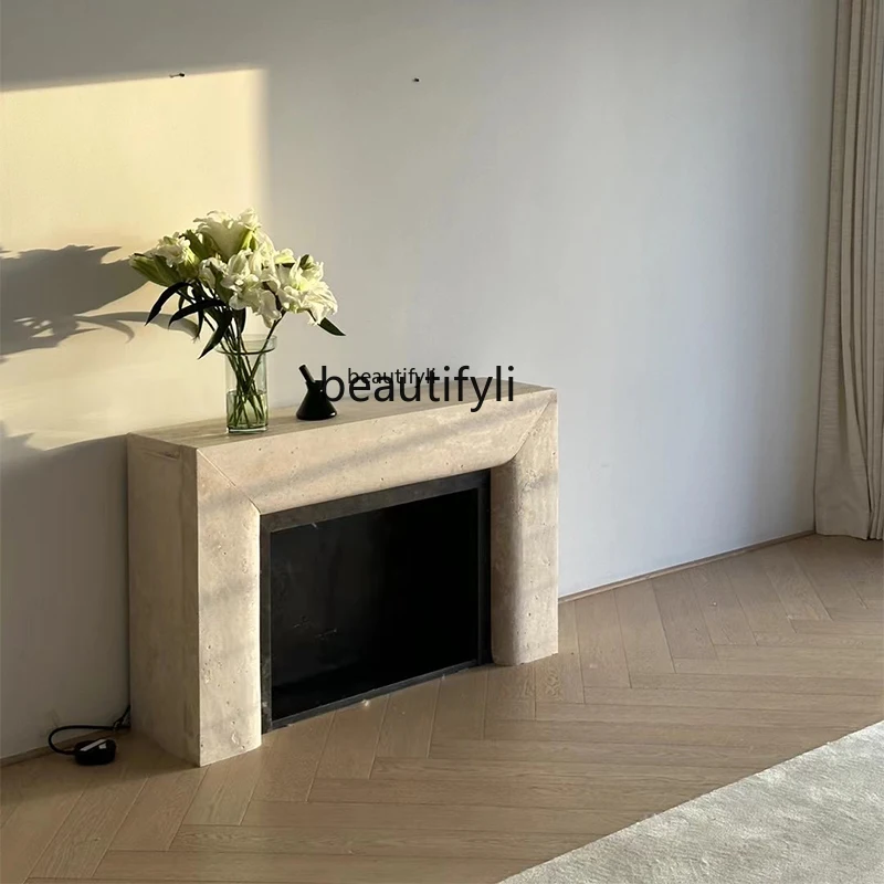 

Marble fireplace French American retro natural travertine fireplace Stone mantel