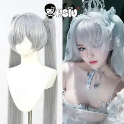 Goddess of Victory Nikke Cinderella Glass Princess Cosplay Wig HSIU Silver gray double ponytail long hair Synthetic Wig+Wig cap