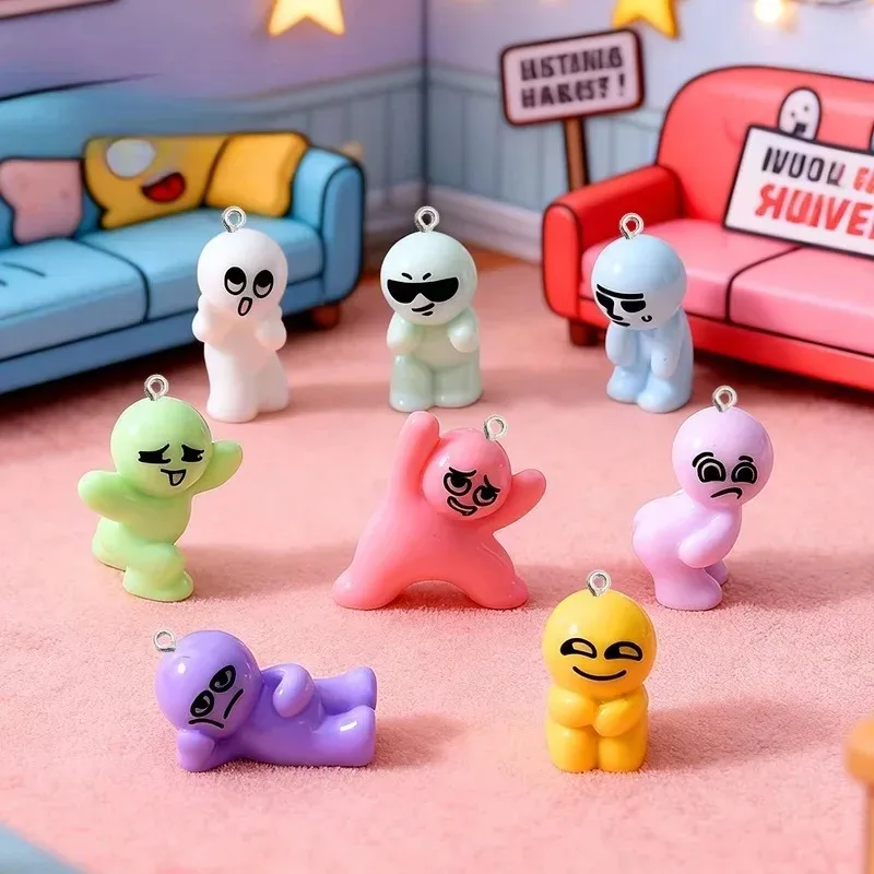 10pcs Kawaii Mini Character Resin Charms, Cute People Pendant Accessories for DIY Phone Chain, Backpack, Keychain Jewelry Making