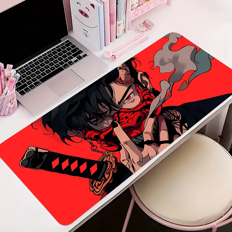 Mouse pad gamer antiderrapante anime hd tapete de mesa jogos acessórios para pc tablet grande mousepad estendido diabo oni máscara teclado tapete