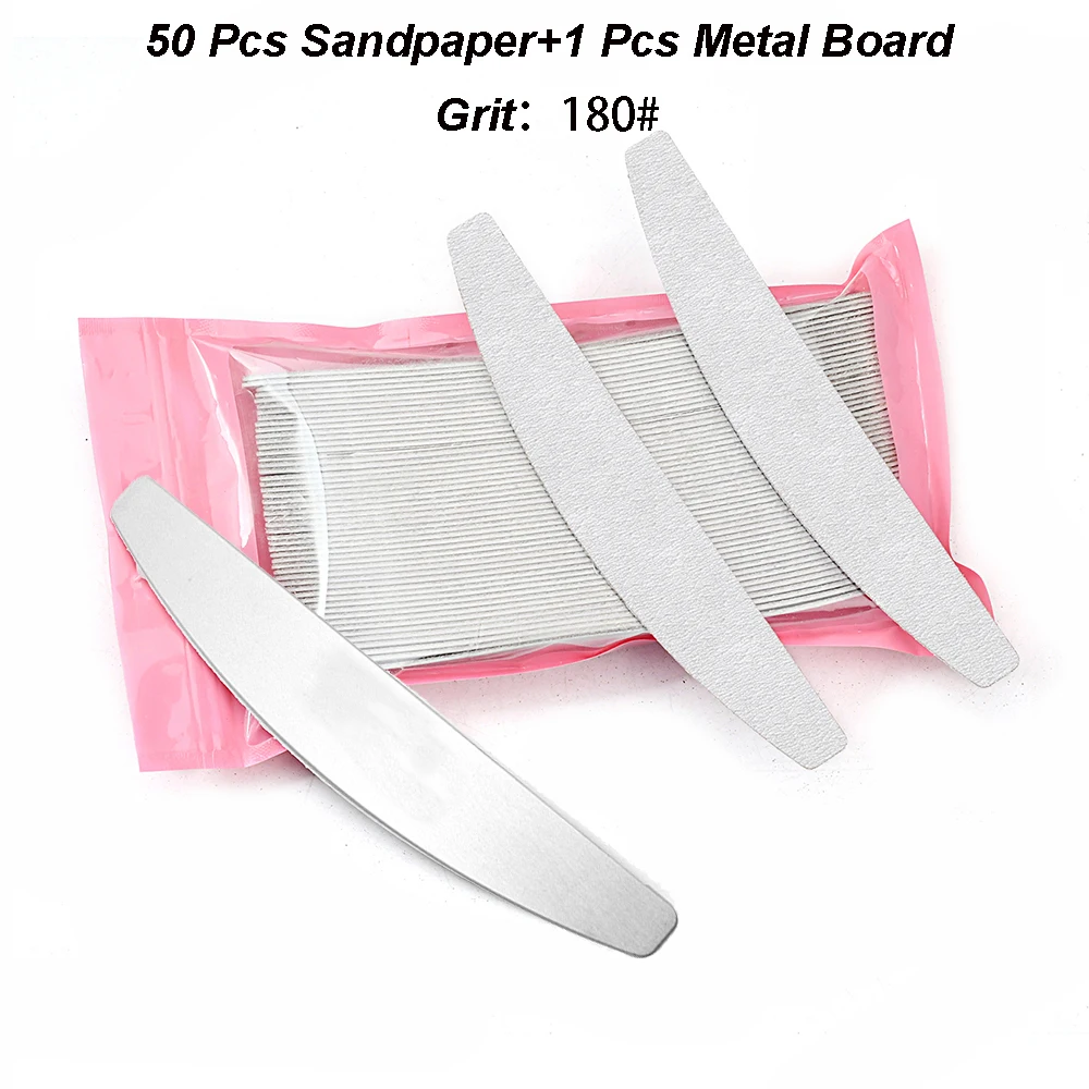 50 قطعة من ورق الصنفرة وملف الصلب لمسمار مانيكير وباديكير على الوجهين مجموعة ملحقات متينة قابلة للتمزيق معدات طلاء الجل #6