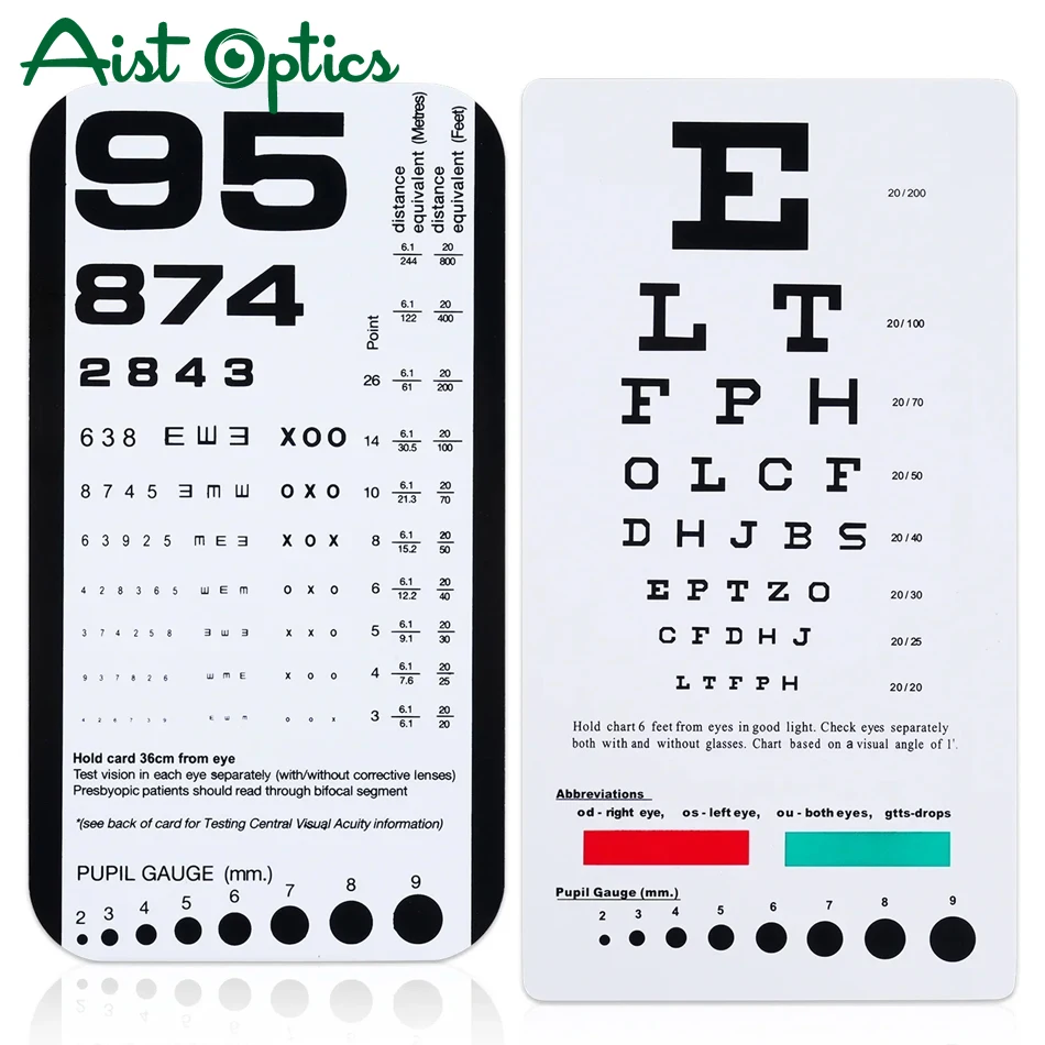 Far Near Vision Standardized Eye Chart Visual Testing Pocket Eye Chart, Snellen Pocket Eye Chart Rosenbaum Pocket