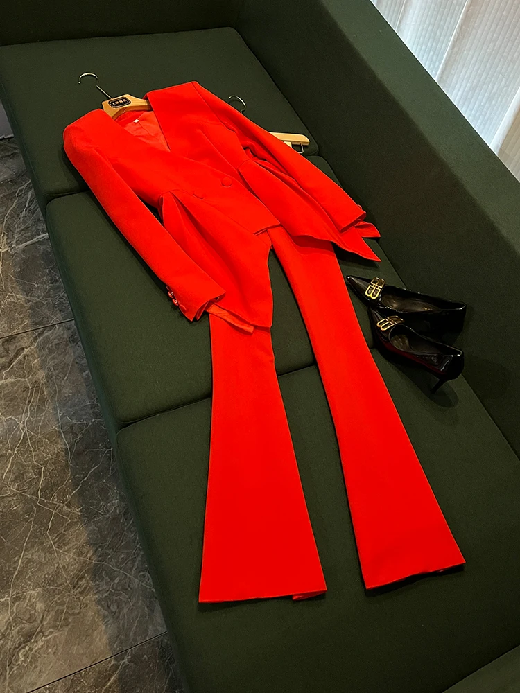 

Ele Ladylike Slim Fit Jaet Топ и брюки-клеш с микро-расклешенями, новый комплект из двух предметов Sle Lotus Le Hem A483, женская одежда