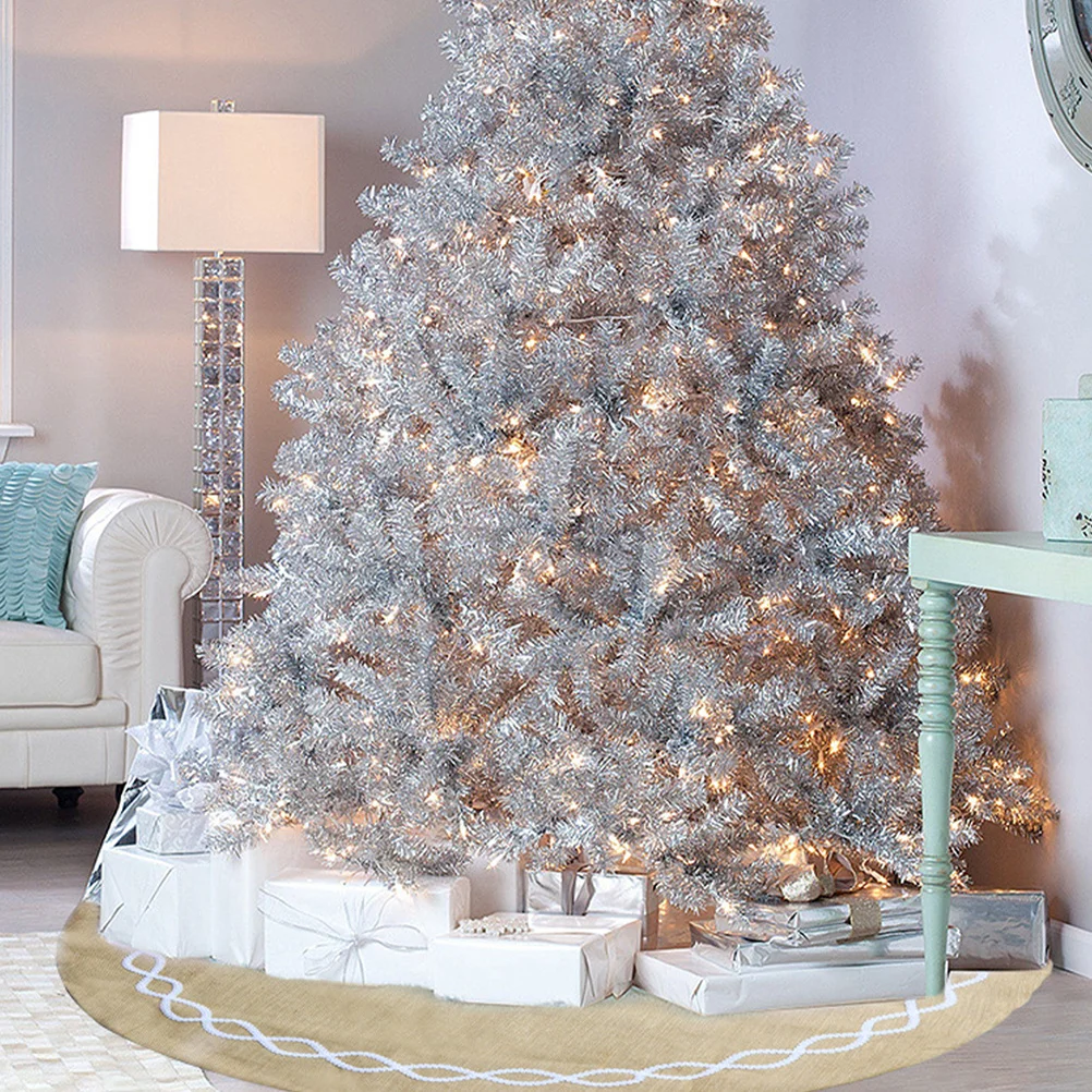 

1Pcs Christmas Tree Skirt Premium Design Holiday Party Decor Xmas Tree Bottom Cover Linen Mat Festival Decoration