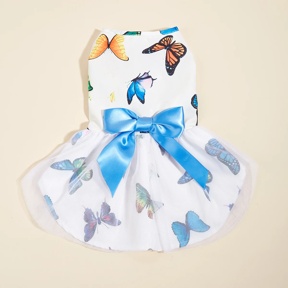 Dog Dress for Small Dogs  Costume Butterfly Printed Puppy Tulle Bowknot Dresses Doggie Pet Summer Clothes Apparel for Dogs Cats