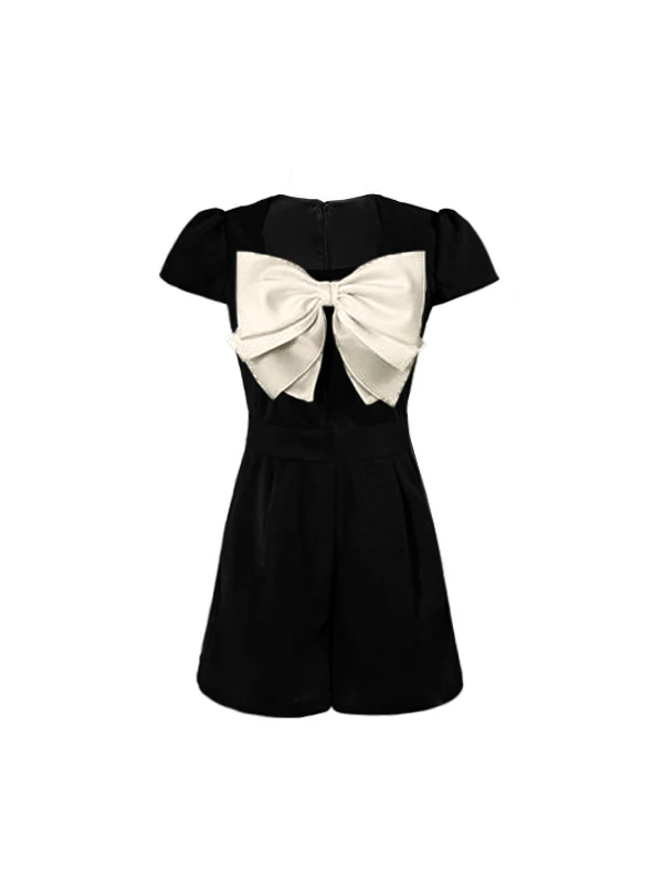 

Летний женский комбинезон 2026 года с квадратным вырезом, большим бантом, эффектом похудения, завышенной талией и широкими штанинами