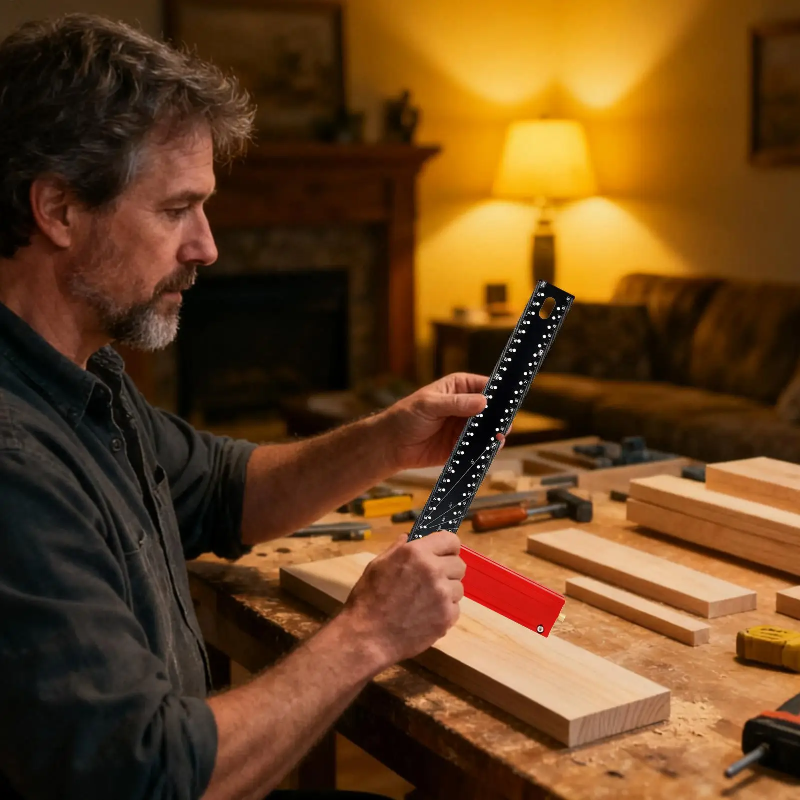 ไม้บรรทัดสี่เหลี่ยม 12 นิ้ว แบบเมตริกและแบบอิมพีเรียล ไม้บรรทัดที่แม่นยำสำหรับงานช่างไม้ วัดขนาดงานไม้ งานก่อสร้าง