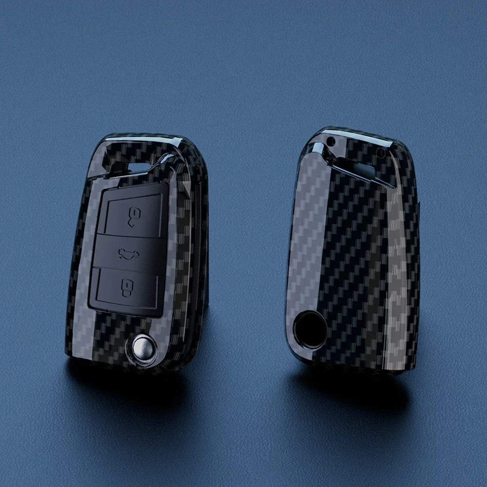 

Чехол для автомобильного ключа из углеродного волокна из АБС-пластика для VW Golf 7 MK7 Tiguan MK2 SEAT Ateca Leon FR Ibiza Skoda Octavia, защитный аксессуар