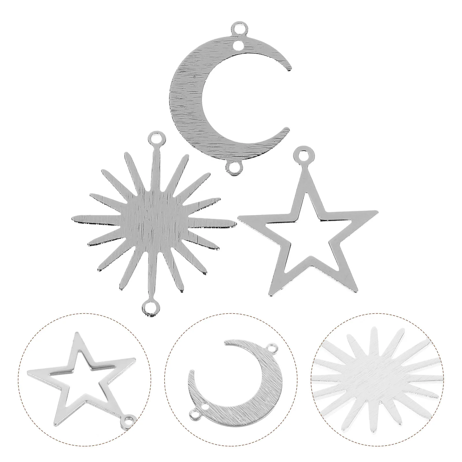 30Pcs Geometric Hollow Pendant Charm DIY Jewelry Making Supplies Moon Star Sun Charms Alloy for Necklace Bracelet