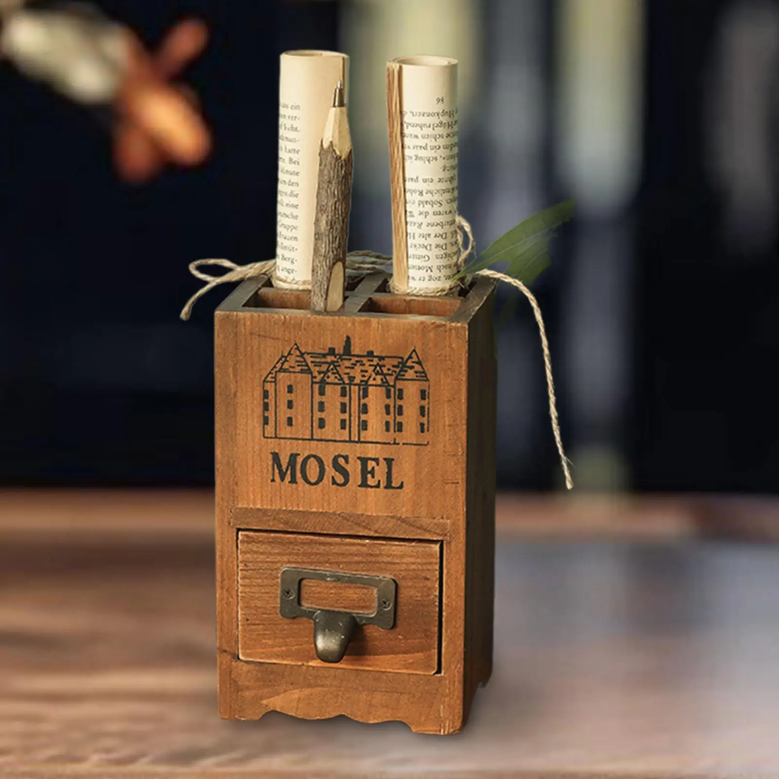 

Wooden Pen Holder Caddy Office Supplies for Stationary Jewelry Study Room