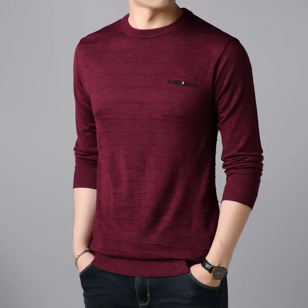 COODRONY Men's New Popular Round Neck Warm Long Sleeve T-shirt Unique Design Pattern Sweater High Quality Comfortable Top W5802