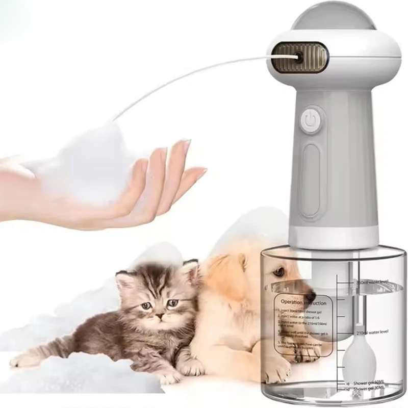 Automatic Foam Making Machine for Pet USB Charging Smart Cat Soap Dispenser for Dog Pet Rechargeable Shower Accessories