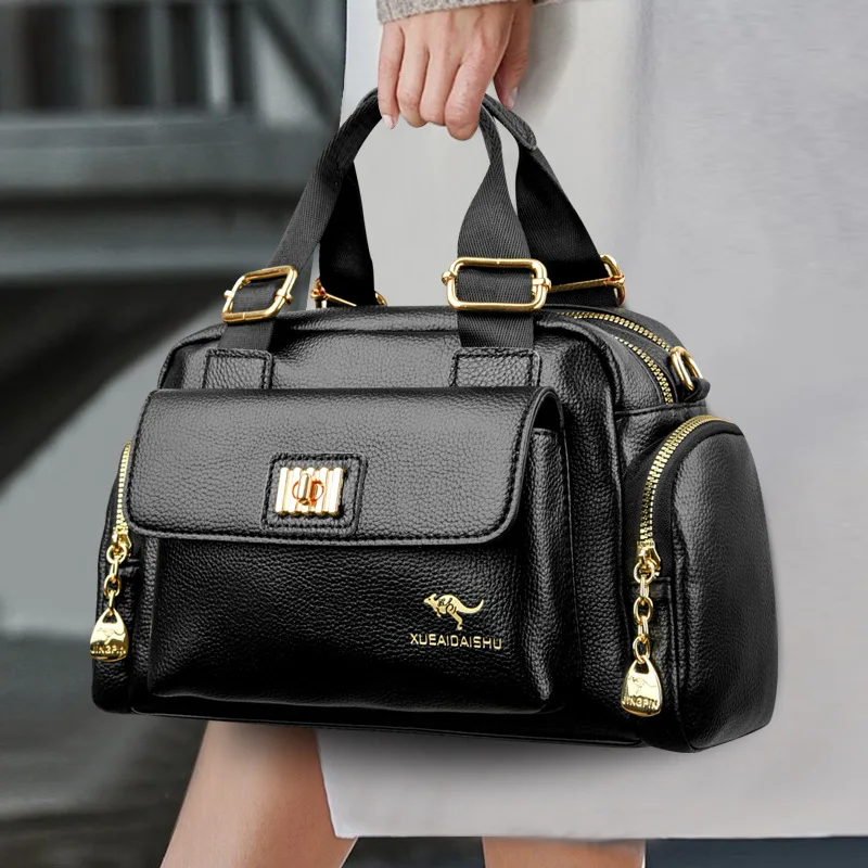 

Luxury Designer Purse and Handbag Fashion High Quality Women's Shoulder Bag Large Capacity Soft Leather Locomotive Crossbody Bag