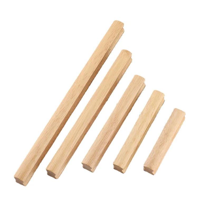 Nordic Style Beech Wood Cabinet Pulls Furniture Handles Drawer Knobs Wardrobe Kitchen Cabinet Home Hardware Accessories