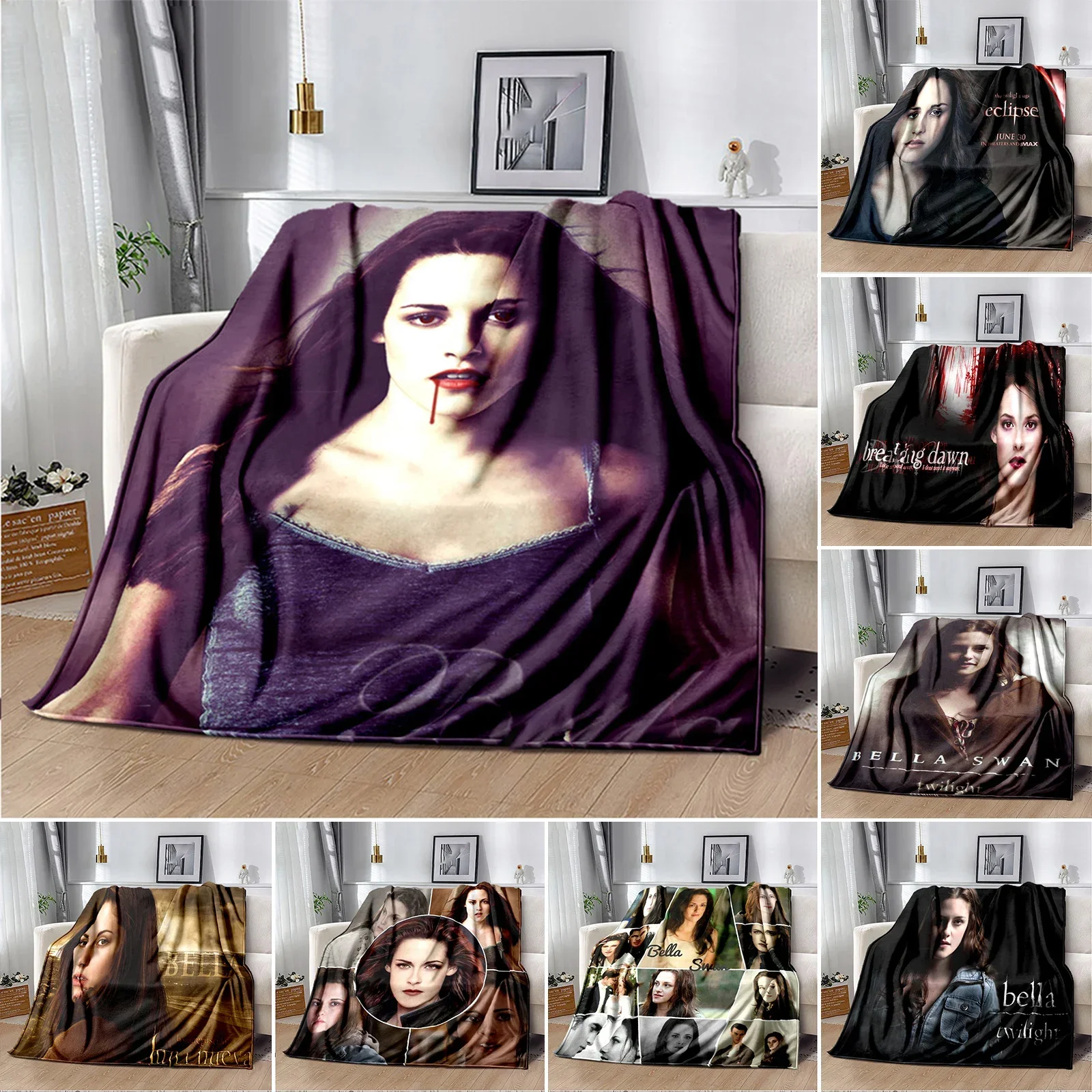 Twilight Bella Blanket Movie Vampire Throw Blanket Soft Lightweight Warm Aestheticism Love Blankets for Bedroom