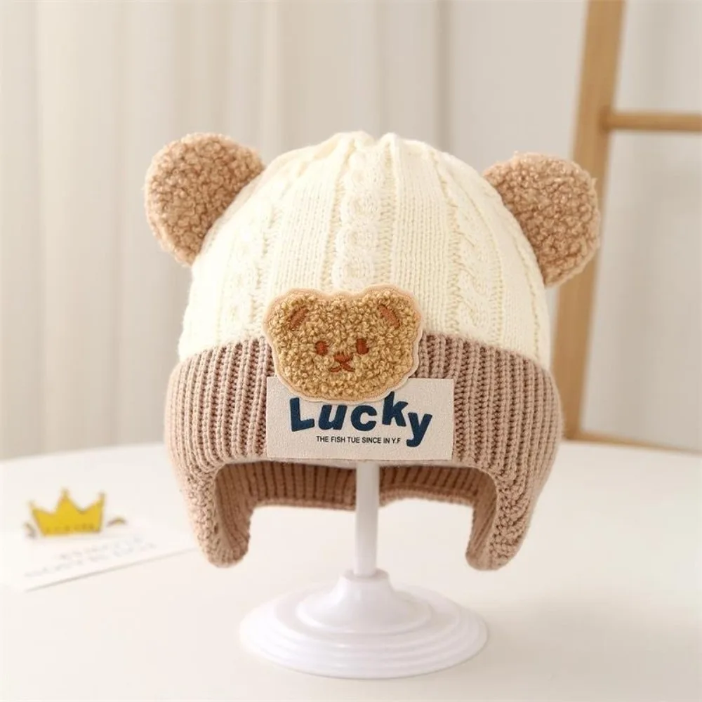 

Новая пуловерная шапка Lucky Bear, ветрозащитная холодостойкая шапка-бини, теплая плюшевая вязаная шапка с помпоном, осень и зима